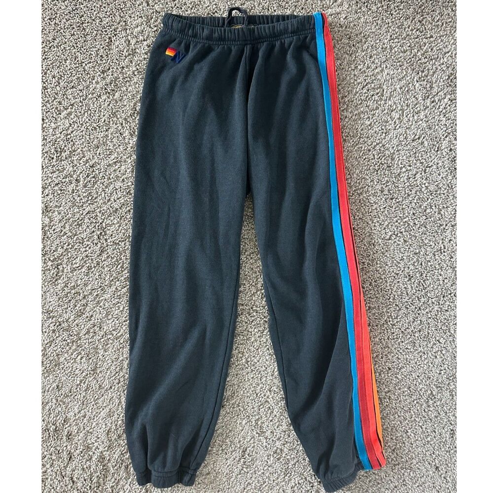 Aviator Nation 5 Stripe Sweatpants Women’s Small Charcoal Gray Joggers